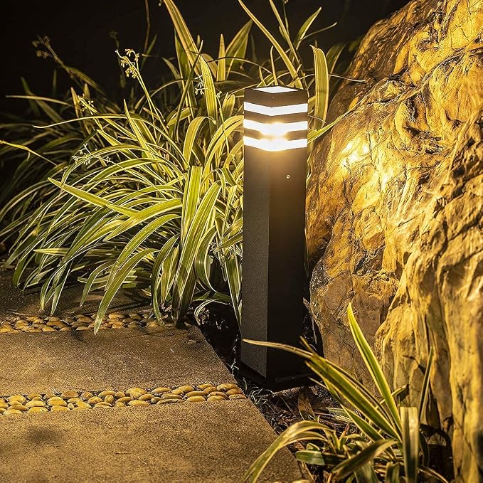 Pathway Lights Post Lights IP55 Waterproof Outdoor Lamp Post Lawn Light Floor Lamp E26 Lampholder Hardwired Suitable for 12V / 24V / 120V Voltage（23.5in, Black）