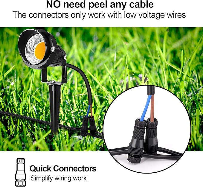 ZUCKEO 10W Low Voltage Landscape Lights LED Landscape Lighting with Connectors, 12V Outdoor Spotlights Yard Garden Pathway Lights, 1000LM Waterproof Warm White Light (14 Pack)