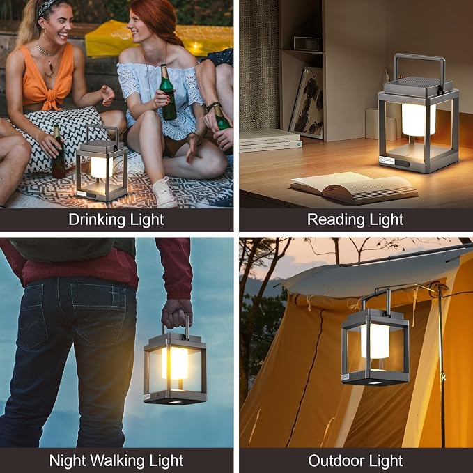 Solar Outdoor Table Lamp: Outdoor Lanterns for Patio Waterproof,Portable Rechargeable Solar Lamp