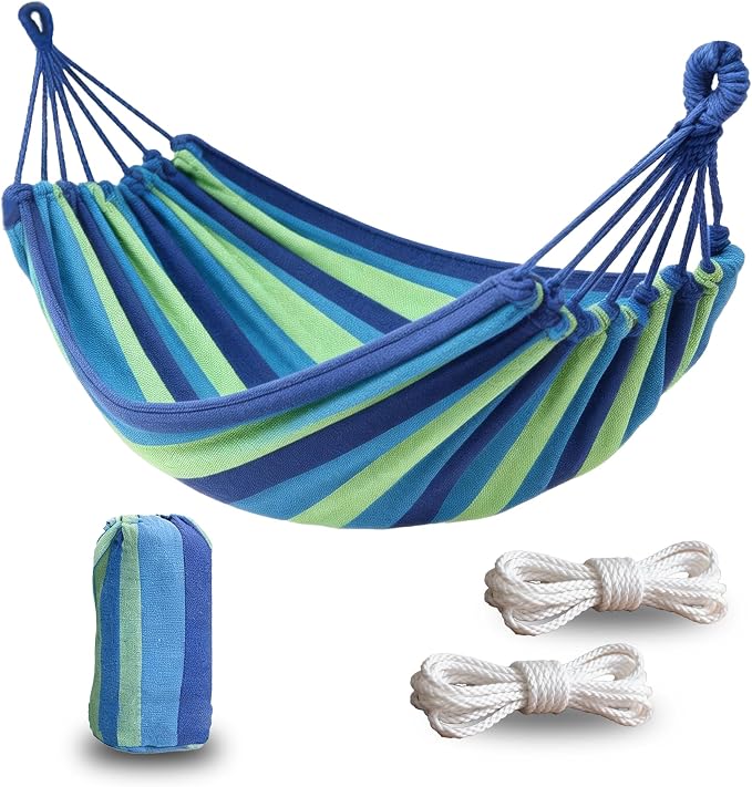 Outdoor Amacas Garden Camping Hammocks Portable for Patio Yard Porch Travel | Hammock Nylon Hiking Beach Backpack Survival Travel- Up to 300lbs with Tree Straps