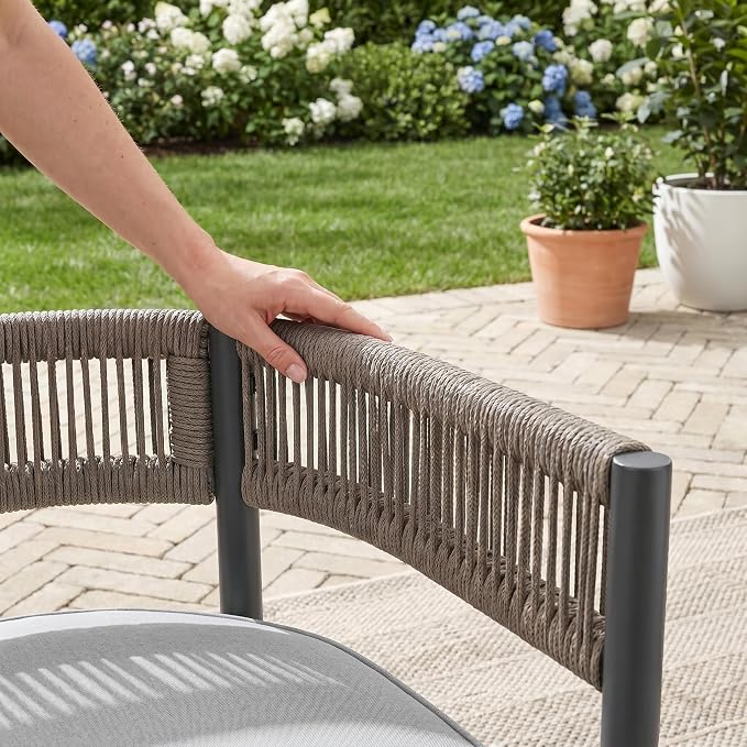 VICLLAX Patio Dining Set for 4-37.8" Square Table & Cushioned Seats, Grey