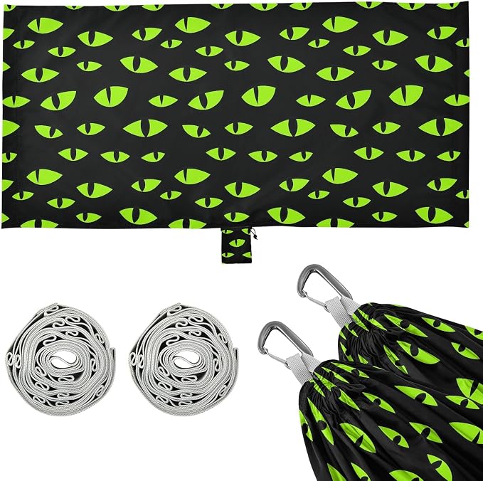 Camping Hammock Outdoor Hammocks for Outside Green Eyes Beach Trees Portable Lightweight with Pockets Tree Straps Indoor