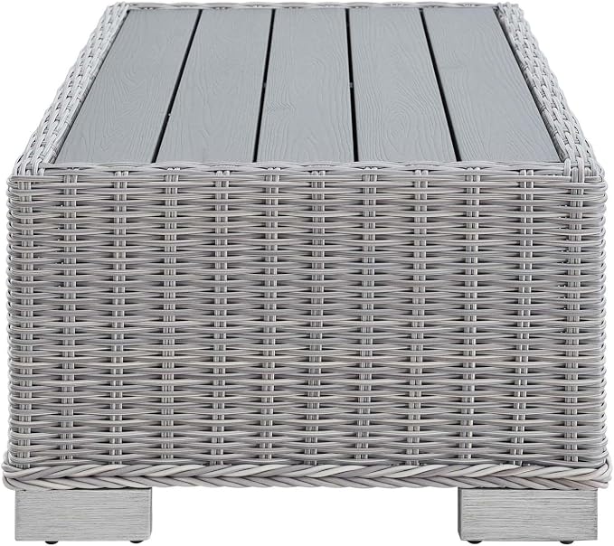 Modway Conway 32" Modern Rattan Outdoor Coffee Table in Light Gray