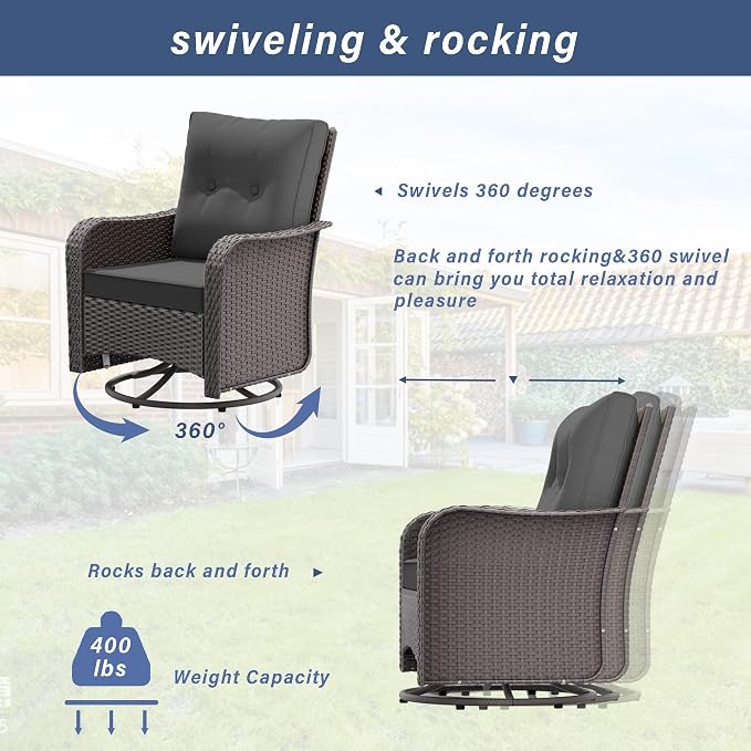 11 Pieces Patio Furniture Set with 2 Swivel Chairs Patio Furniture Outdoor Sectional Sofas with 55000 Gas Fire Pit Patio Conversation Set w/7 Cushions