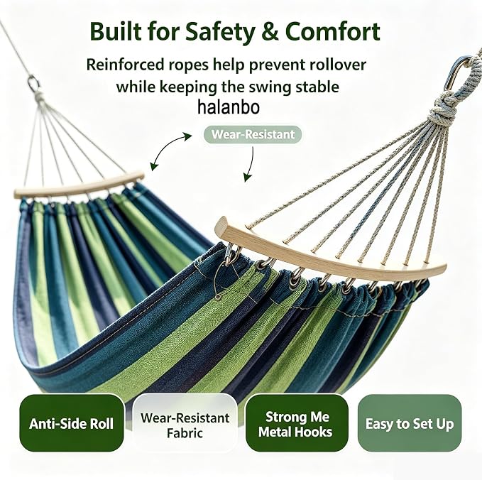 Hammock Replacement for Stand (Orange, 2 Person, Anti-ROLL Design) | Hammock Without Stand, Rope Hammocks for Outdoor Travel Portable Lightweight Hammocks with Tree Straps and Storage Bag
