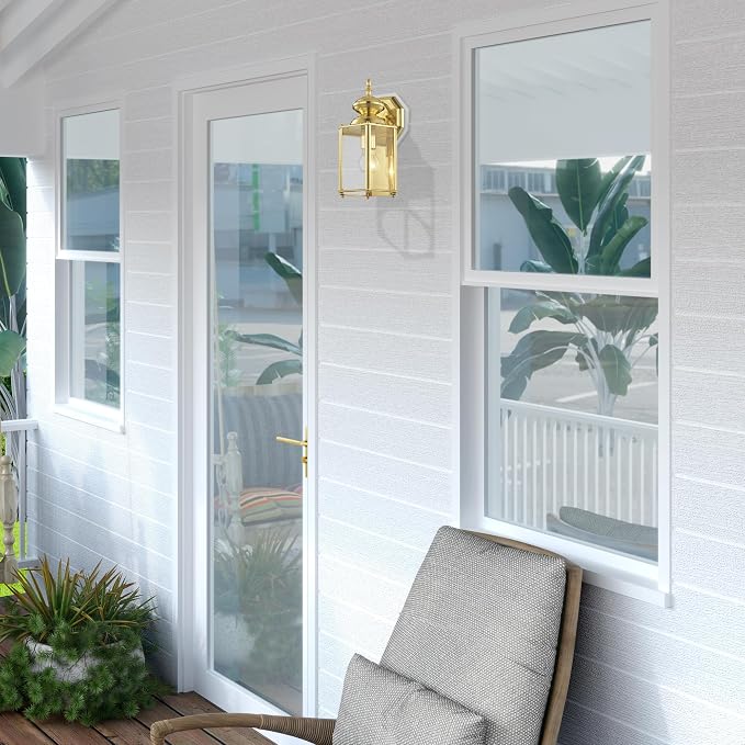Livex Lighting 2007-02 Outdoor Wall Lantern, Polished Brass | Clear Beveled Glass Shades