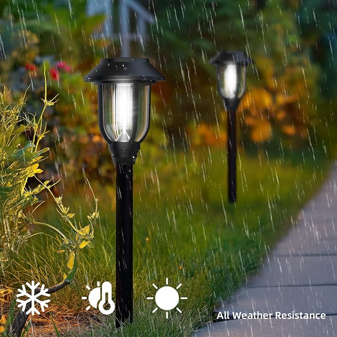 ILANCK 12 Pack Solar Lights Outdoor, 6000K Bright Solar Pathway Lights for Outside, Auto On/Off Waterproof Solar Powered,Landscape Lighting for Walkway, Yard, Path, Driveway, Garden
