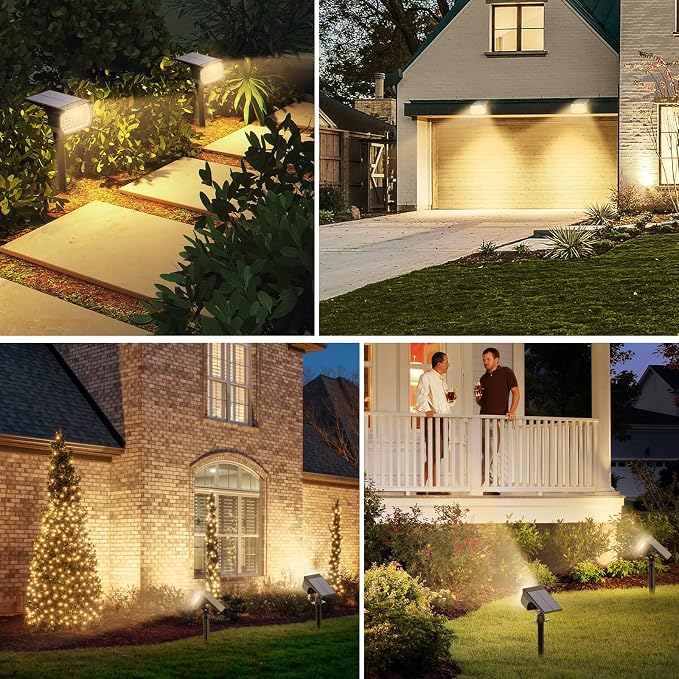 Tadyreal Solar Spot Lights Outdoor 10 Pack, [46 LED/3 Modes] Solar Landscape Spotlights Waterproof, 2-in-1 Auto On/Off Solar Powered Lights for Outside Yard Garden Wall Pathway(Warm White)
