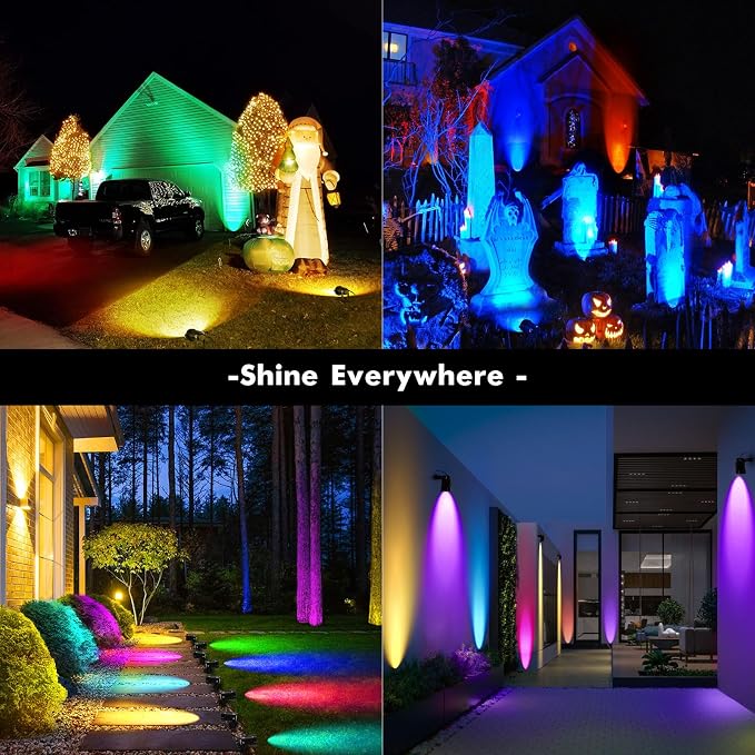 Landscape Lighting - 6W RGB Color Changing Halloween Landscape Lights 120V Christmas Outdoor LED Spotlight with Remote Control Waterproof Spot Lights for Yard Garden Patio Driveway (1 Pack)
