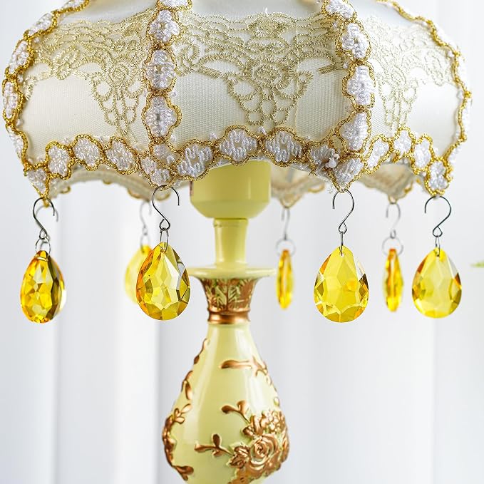 10 Pcs Yellow Bauhinia Crystal Suncatcher Prisms Chandelier Beads Decor | 38mm Yellow Bauhinia Crystal Pendants Chandelier Replacement Beads for Window Wedding Party Decor
