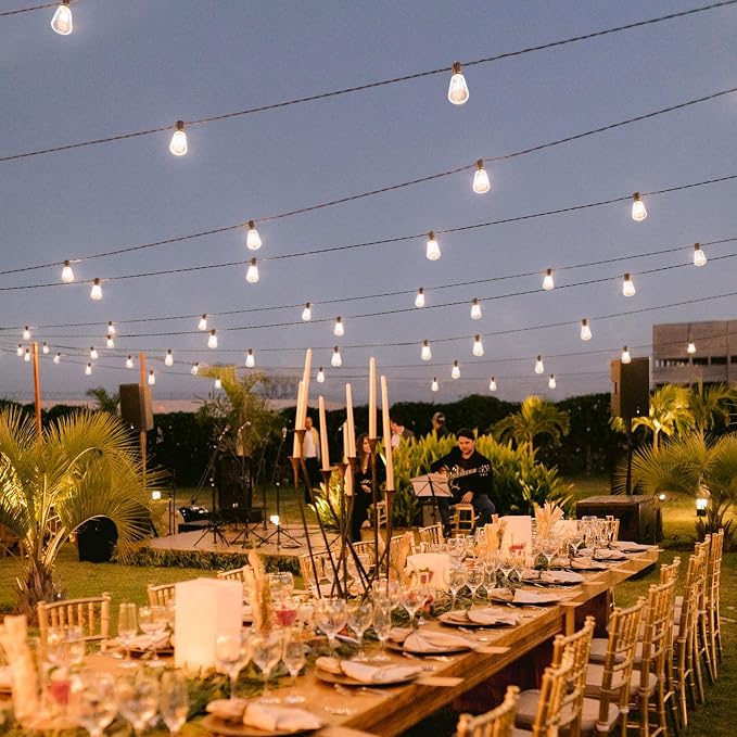 BLIATLUS 100FT Solar String Lights, Waterproof Outdoor with Remote 30+2 ST38 LED for Porch Fence