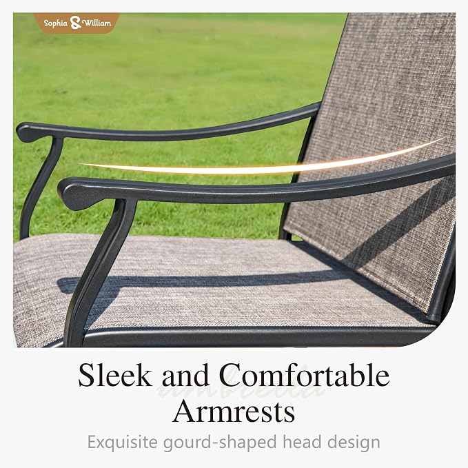 Sophia & William Patio Dining Set for 4, Round Metal Table & Swivel Chairs | Iron Table, Textilene Chairs，Rust-Resistant Frame，Weather-resistant, Quick-drying & Breathable, Backyard deck