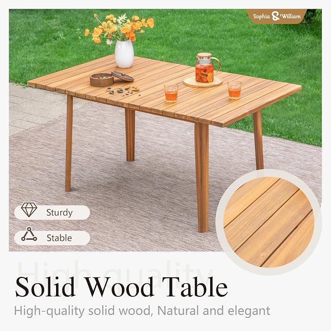 Sophia & William Patio Dining Set, Rattan, Chairs | Rattan, Wicker, Wood, Weather resistant, Breathable fabric