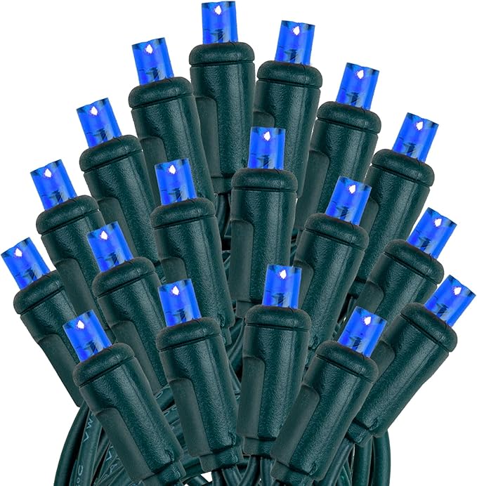 Novelty Lights 50ft 100 LED Blue Christmas Lights, Green Wire, Outdoor