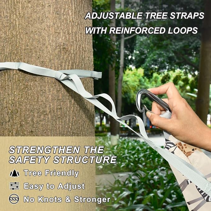 Camping Hammock Outdoor Hammocks for Outside Zebra Girraffe Beach Trees Portable Lightweight with Pockets Tree Straps Indoor