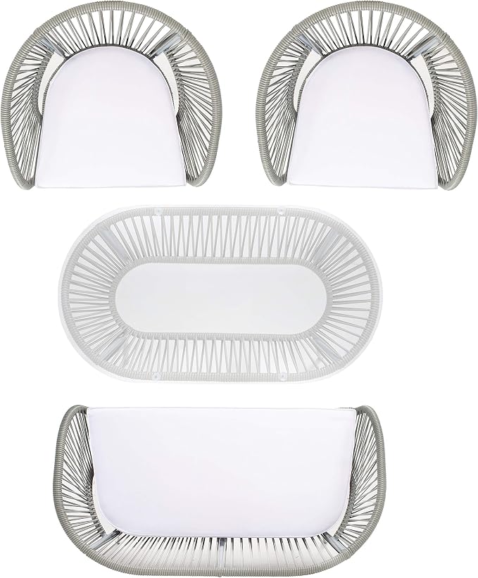 Safavieh Outdoor Collection Werner Grey/White 4-Piece Patio Living Set PAT7522B-2BX