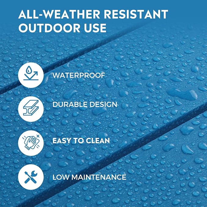 Costaelm Adirondack Conversation Table, HDPE Outdoor Drink Weather Resistant, Outdoor Patio Porch Accent Balcony Table for Pool, Seaside, Backyard, Pacific Blue