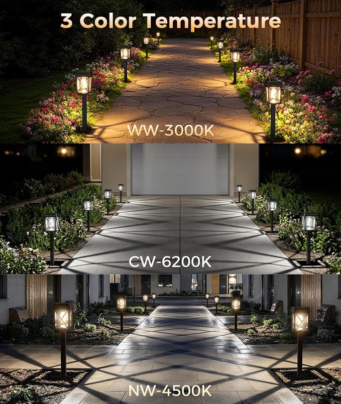 XMCOSY+ Solar Lights Outdoor, 8 Pack 50LM Bright Solar Pathway Lights | IP65 waterproof, up to 15H runtime, 3-in-1 garden Light for yard, driveway, walkway, landscape, path (warm/cool white)