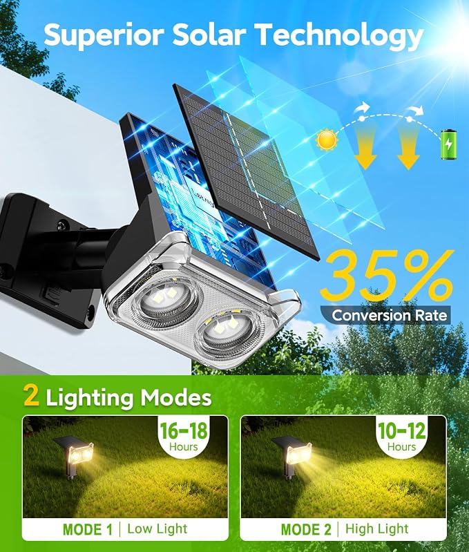 LETMY Solar Lights Outdoor Waterproof IP65, 6 Pack Solar Spot Lights Outdoor with 14 Big LEDs, 2-in-1 Wall Lights & 2 Modes Solar Landscape Spotlights for Pathway Yard Decor Garden Gifts (Warm White)