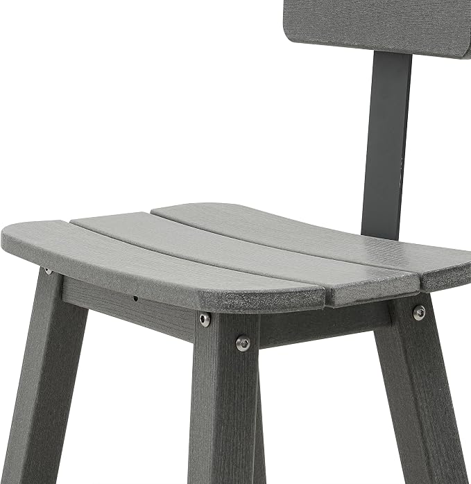 3-Piece Outdoor Counter Height Bar Table Set, 42" Pub & Bistro Table with 2 Stools, HDPE Weather Resistant for Patio/Backyard/Garden/Poolside, Grey