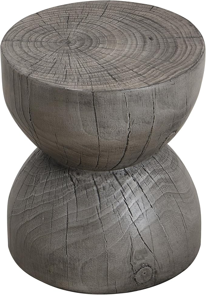 Christopher Knight Home 16.54" H Realistic Wood Vibe MGO Side Table Sculptural Hourglass End Table Indoor Outdoor Living Room Patio Balcony Decor Accent Table