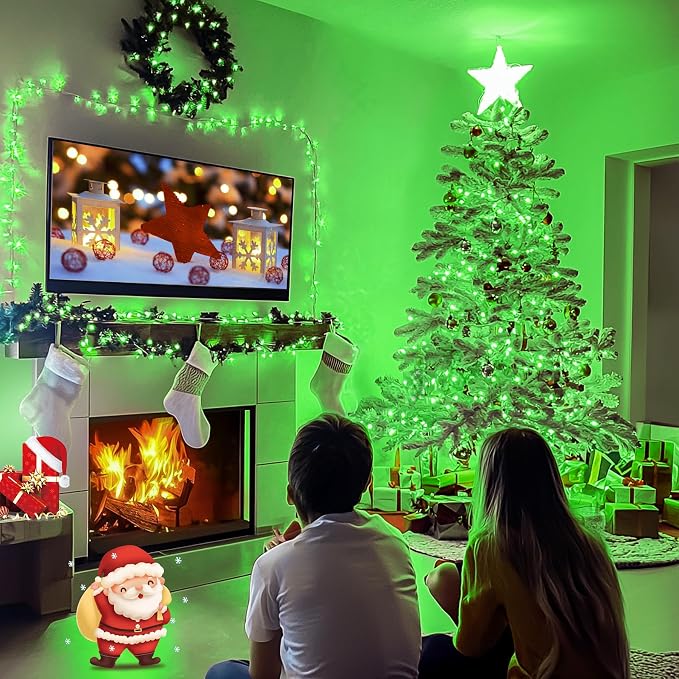 JMEXSUSS 8 Modes 163 FT 500 LED Green Christmas Lights Indoor Outdoor | Green String Lights Plug-in Clear Wire, Remote Control Christmas Tree Lights for Xmas Tree Party Halloween