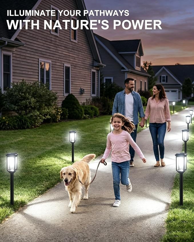 Tenmiro Solar Pathway Lights Outdoor 8 Pack, Bright Solar Garden Lights | IP65 Waterproof Shatterproof, Auto On/Off Landscape Lighting for Yard Lawn Patio Walkway Driveway Decor 6500K