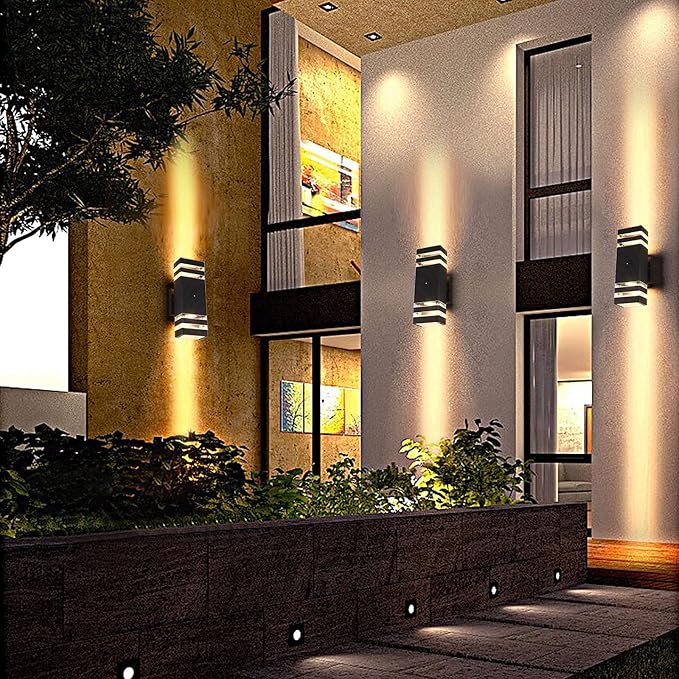 Dusk to Dawn Outdoor Lighting, LED Wall Sconce Sensor Waterproof Porch Lights 14W Black Exterior Up and Down Light Fixture for Porch Hallway Patio Garden Corridor