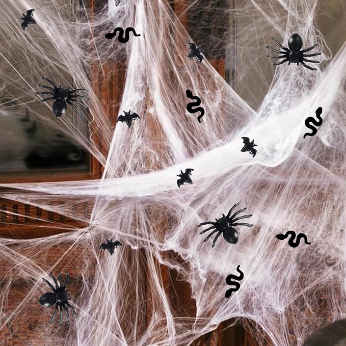 Hiawbon 200 pcs Mini Plastic Skull Heads Bats Realistic Spider | Halloween Miniatures Fake Halloween Figurines for Fairy Garden Home Decorations