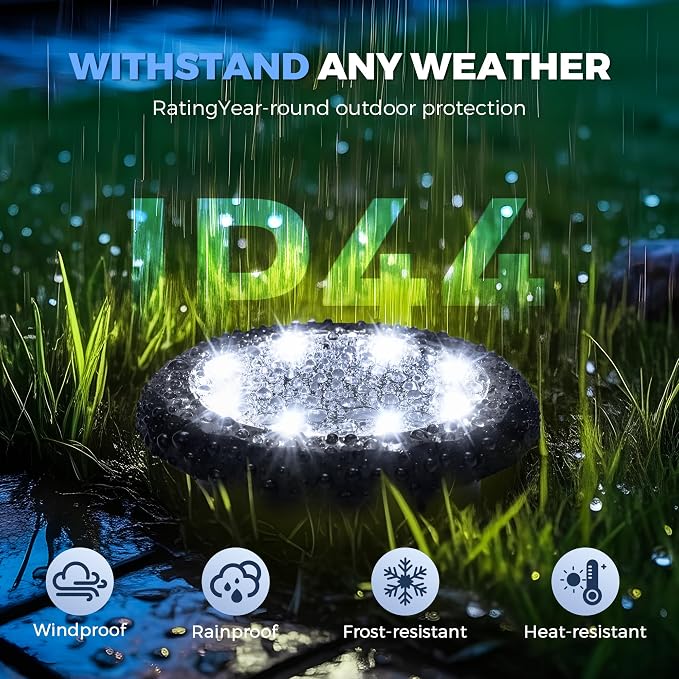 SOLPEX 20 Pack Small Solar Ground Lights, Driveway Lights Cool White | Solar Powered Pathway Lights Waterproof, Landscape Lighting for Walkway, Garden, Backyard, Patio- Black Lampshade