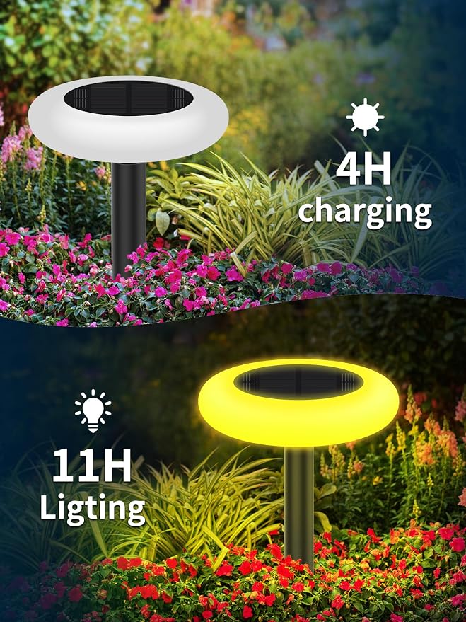 Solar Pathway Lights Outdoor Waterproof 9 Color Changing 2 Pack | Remote Control Dusk to Dawn Solar Powered LED Ground Light for Lawn, Garden, Yard, Patio, Walkway, Driveway & Landscape Decor