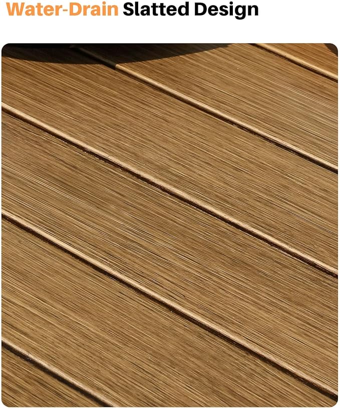 7 Pieces Outdoor Dining Set, Never-Rust Aluminum Patio Dining Set for 6, Patio Dining Table Set with 2 Swivel Chairs, 4 Dining Chairs, Outdoor Furniture Set for Commercial, Deck, Garden, Teak