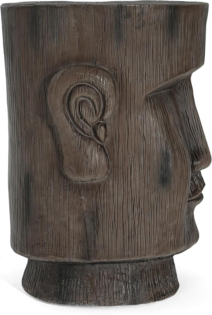 14.1" Side Table,Easter Island Moai Statue Pedestal End Table Stool | For Home Patio Deck Sunroom Garden Balcony Yard Lawn,Light Grey