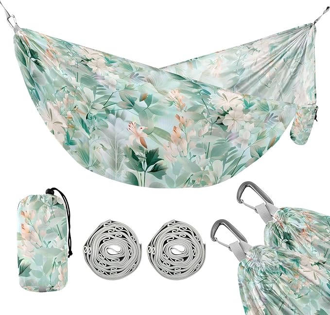 Camping Hammock Outdoor Hammocks for Outside Plants and Flowers Beach Trees Portable Lightweight with Pockets Tree Straps Indoor