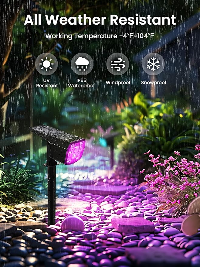 Solar Spot Lights Outdoor Waterproof, Solar Spotlights, 10 Packs, RGB | 63 LED, 9 Lighting Modes, Color Changing Solar Landscape Lights for Halloween & Christmas Decorations, Yard, Garden, House