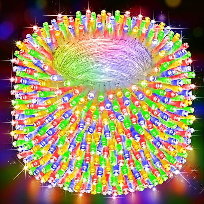 Christmas Lights Outdoor, 522FT 1300 LED String Lights with 8 Lighting Modes, Timer Memory Twinkle Fairy Lights Waterproof Plug in for Xmas Tree Wedding Party Holiday Decor(Multicolor)