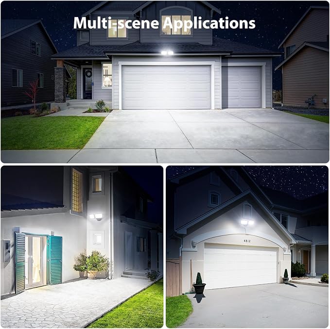 Onforu 3200LM Flood Lights Outdoor, 32W 6500K LED Security Light Switch Controlled, IP66 Waterproof Outdoor Lights, Wall Mount Exterior Flood Light with 2 Adjustable Heads Floodlights Outside