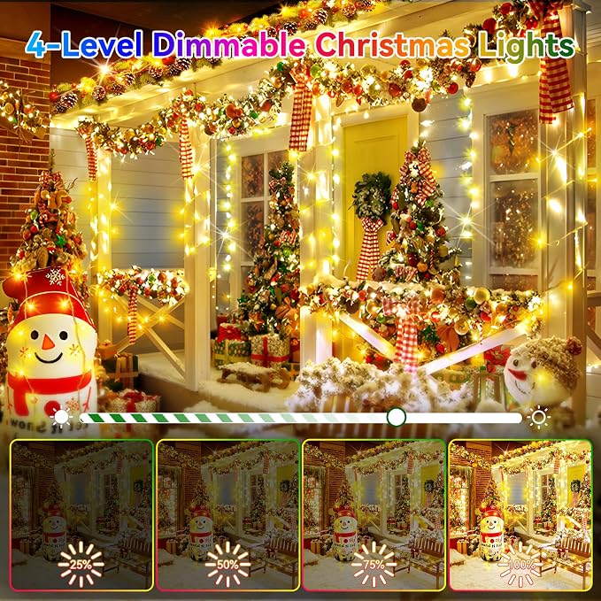 Christmas Lights Outdoor, 522FT 1300 LED String Lights with 8 Lighting Modes, Timer Memory Twinkle Fairy Lights Waterproof Plug in for Xmas Tree Wedding Party Holiday Decor(Warm White)