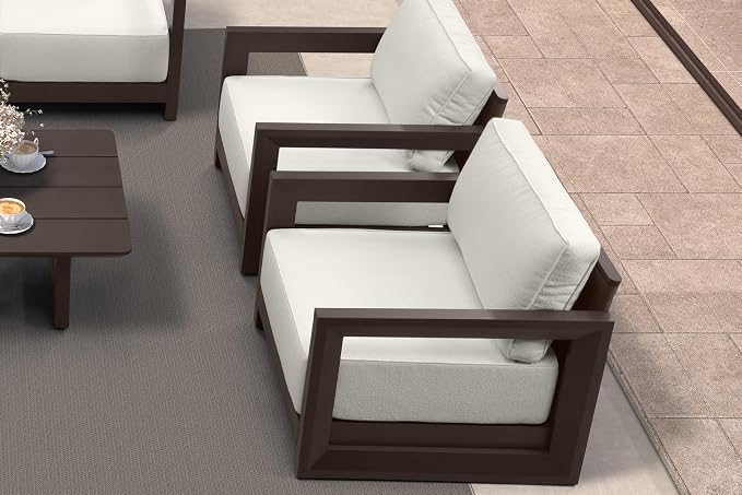 PURPLE LEAF Patio Furniture Set Enclosed Outdoor Couch with 9.6" Thick Cushion and Soft Pillows 10 Piece Outdoor Sectional Sofas with Table Modern Outdoor Conversation Sets for Yard Porch Deck, Bronze