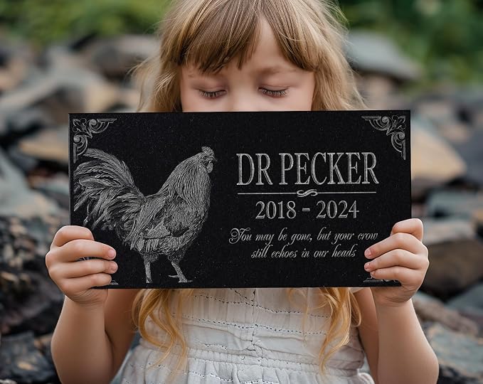 Your Image Pet Memorial Stone: Custom Pet Granite Marker | Dog and Cat Grave Stone | Tribute for Rabbit | Water Proof Outdoor Tombstone Gravestone | RIP Urn Memorial | Pet Bereavement