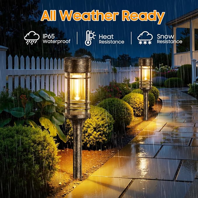 LETMY 8 Pack Brown Solar Pathway Lights Outdoor, Bright Solar Lights Outdoor Waterproof IP65, Solar Garden Lights Outdoor for Yard Walkway Driveway Landscape Garden Decor (Bronze)
