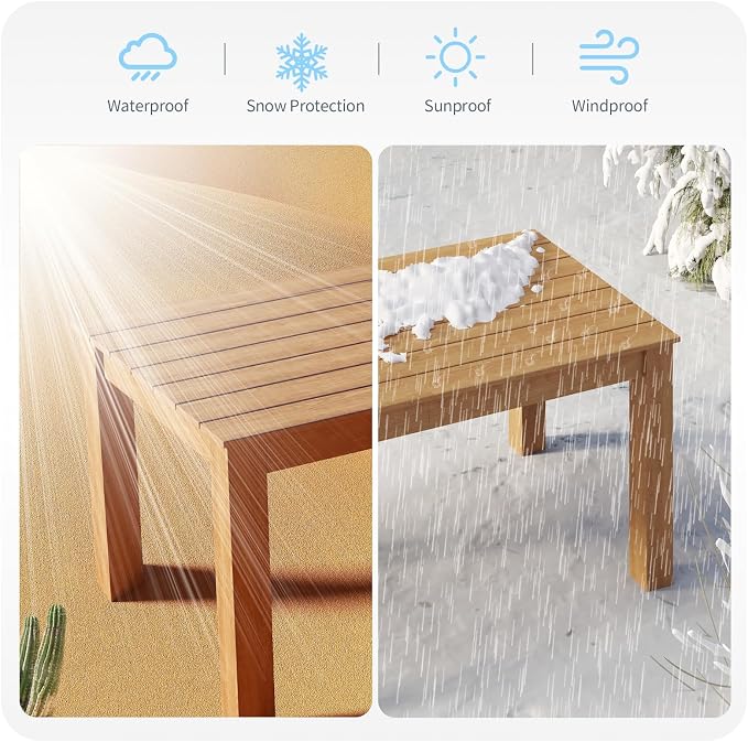 ZHUSI Outdoor Dining Table HDPE Material (Teak, 1 Table)