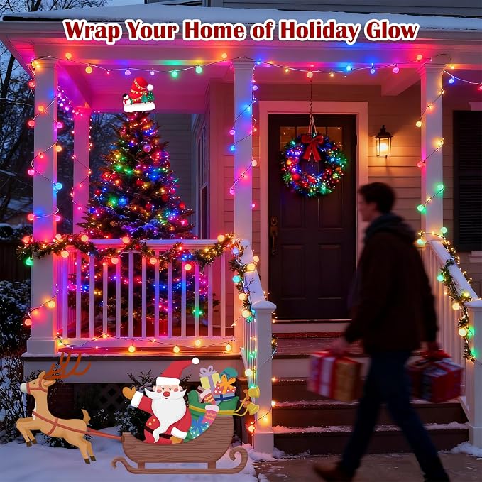 33FT 100LED Christmas Globe Lights Plug in 8 Modes with Remote,Indoor Outdoor Christmas Fairy Lights for Bedroom Party Wedding Garden Christmas Tree Decor(Multicolor)