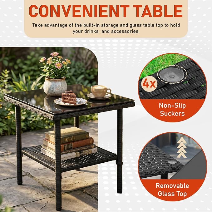 NChanmar 3 Pieces Patio Furniture Outdoor Bistro Set Outdoor&Indoor Conversation Set Coffee Table Chairs Set for 2 with Water-Resistant Cushions for Lawn Yard Garden Porch Balcony and Pool,Blue
