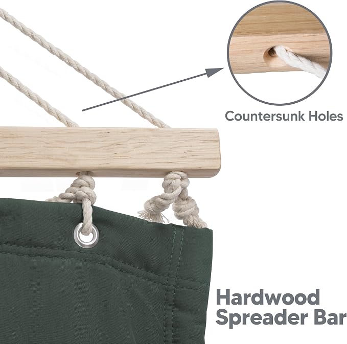SUNCREAT Hammocks Replacement Hammock for Stand, 475 lbs Capacity, Two Person Backyard Hammock for Outside, Green Gray