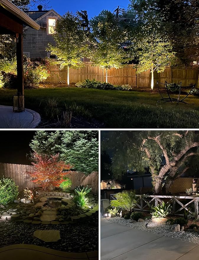 SUNVIE Low Voltage Landscape Lights Landscape Lighting with Connector 8Pack | Waterproof LED Landscape Lights Low Voltage Warm White 900LM Wall Tree Flag Outdoor Spotlights (Require Transformer))