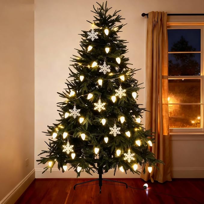 C9 LED Christmas Lights Outdoor,33 Feet 50 LED 8 Lighting Modes Waterproof Connectable Christmas String Lights for Outside Roofline Patio Home Xmas Decorations (Warm White)