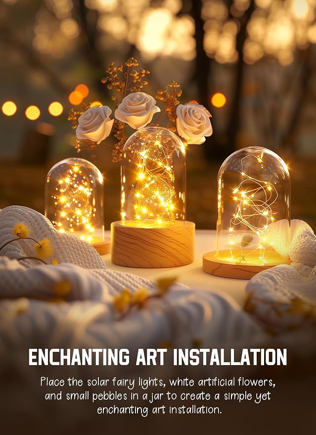 Solar String Lights, 6 Pack Total 198Ft 600 LED Fairy Lights Warm White | IP65 Waterproof Solar Fairy Lights with 8 Modes, Twinkle Solar Powered Outdoor Lights for Patio Yard Trees Wedding Christmas