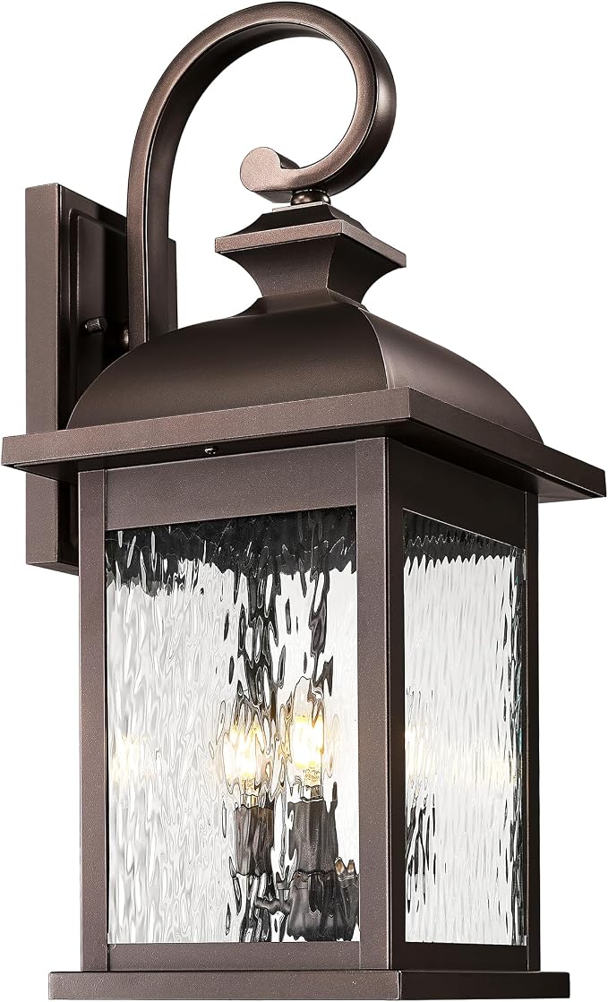 FEMILA 26" Outdoor Wall Sconce, Large Exterior Lighting Fixtures, 3-Light Outdoor Wall Lantern Porch Lights for Patio, Garage, Doorway, ORB Finish, E12 Base, 4FD54B-L ORB-WP