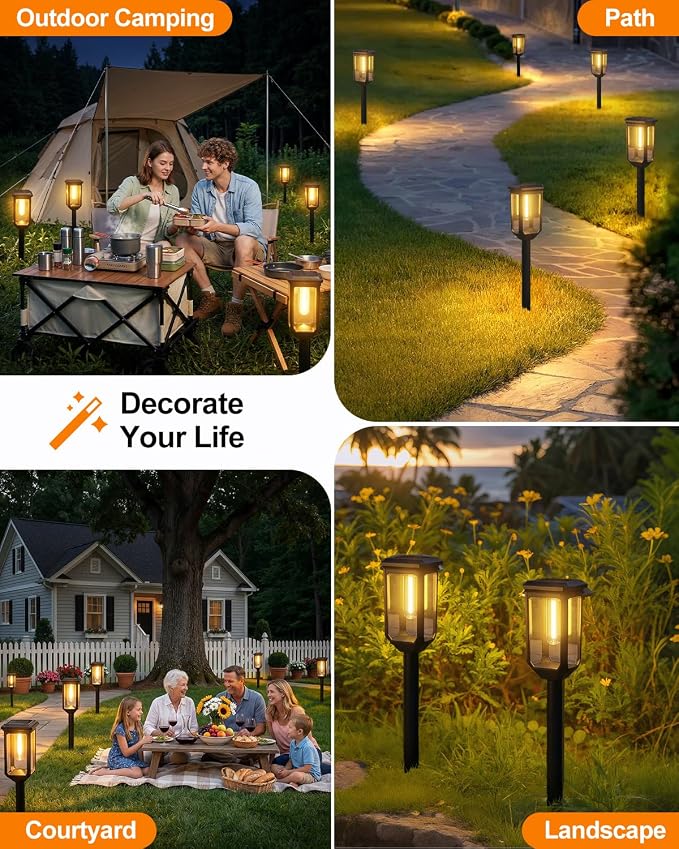 Tenmiro Solar Pathway Lights Outdoor 8 Pack, Bright Solar Garden Lights | IP65 Waterproof Shatterproof, Auto On/Off Landscape Lighting for Yard Lawn Patio Walkway Driveway Decor 3000K